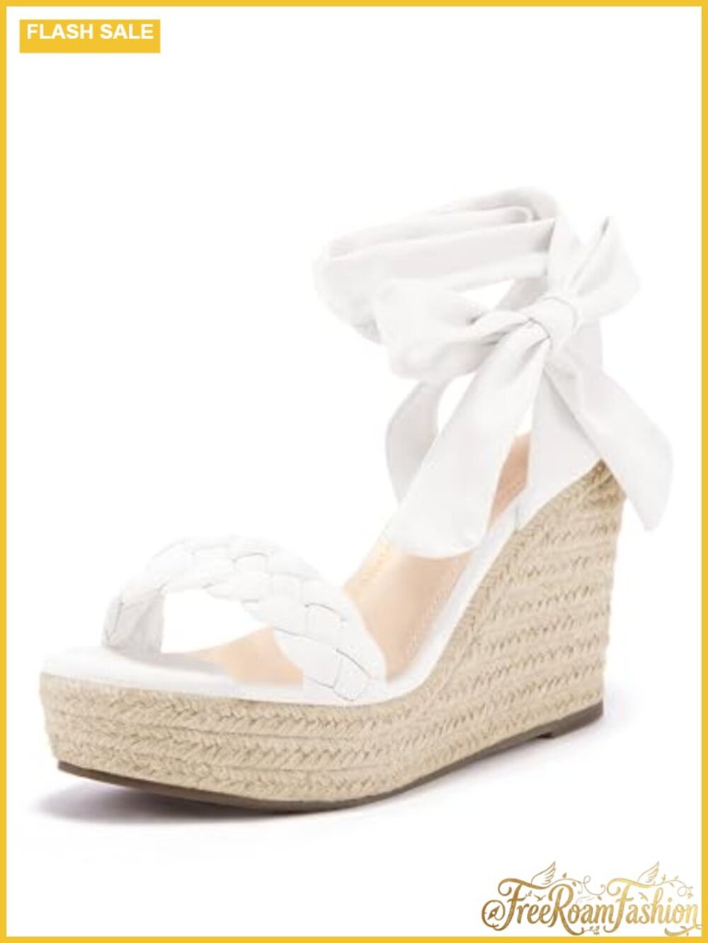 Women's Braided Wedge Espadrille Sandals Lace Up Slingback Open Toe Platform